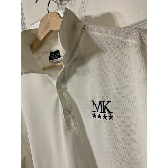 NIKE GOLF DRI-FIT‎ SHORT SLEEVE White Black POLO SHIRT MENS Sz XL MK Logo - Picture 1 of 8
